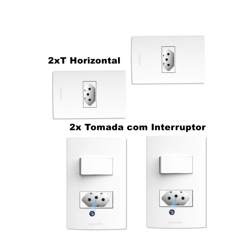 2 Tomada HORIZONTAL+ 2XT com Interruptor